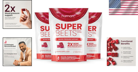 Convenient SuperBeets Chews - 180 Count for Blood Pressure & Energy Support
