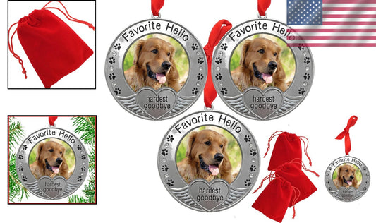 Heartfelt Pet Remembrance Ornaments with Photo Frame - Gift Bag Included