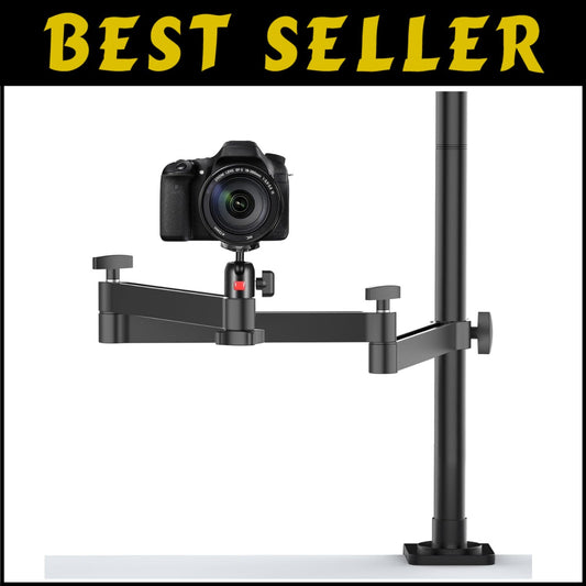 Aluminum Camera Desk Mount Stand – 27.56” Adjustable Arm for Creative Shots