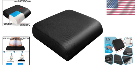 Large Rectangular Memory Foam Cushion - Comfortable Support for Office Chairs