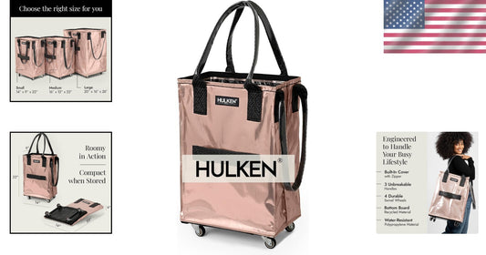 Durable Lightweight Rose Gold Shopping Trolley with Swivel Wheels & Zipper