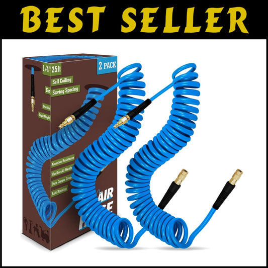 Versatile 25 ft Polyurethane Air Compressor Hose - Quick Connect & High Pressure