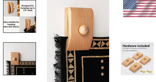 Versatile Quilt Hangers with 4 Clips for Beautiful Tapestry Displays