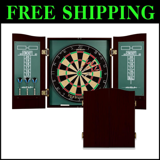 Complete 18-Inch Dartboard Set with Stylish Cabinet - Ideal for Fun Gatherings