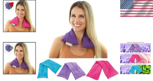 Microwave Heating Pad Gift Pack - 3 Aromatherapy Neck Wraps for Muscle Relief