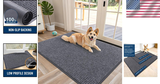 Waterproof Heavy Duty Doormat with Stripe Pattern - Easy Clean & Fade Resistant