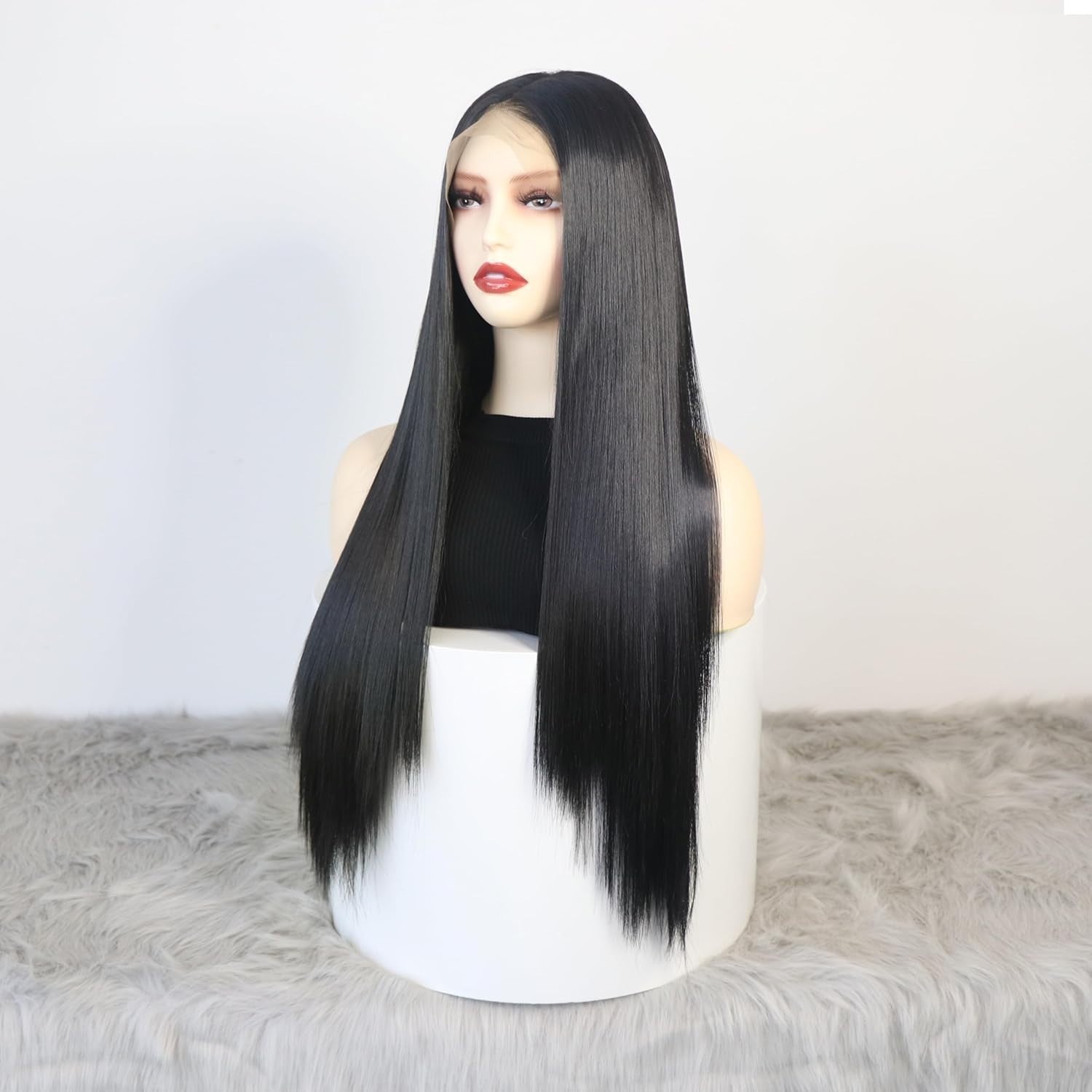 Adjustable 24-Inch Long Straight Synthetic Wig - Comfortable and Chic