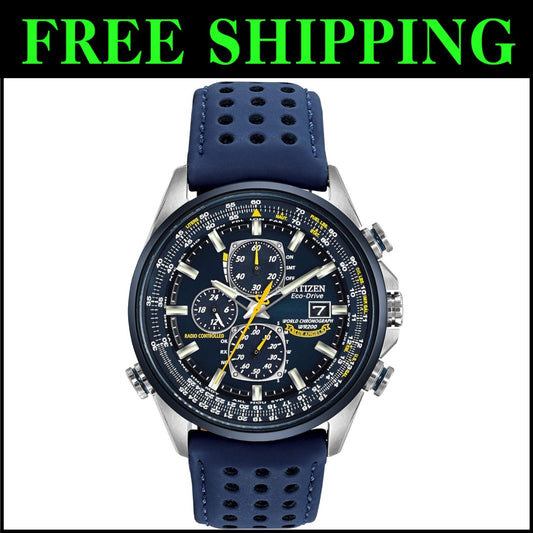 Men's Eco-Drive Blue Dial Chronograph Watch: Premium Timekeeping with Precision