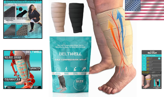 Premium Lymphedema Calf Wrap - Adjustable Fit for Circulation & Faster Recovery