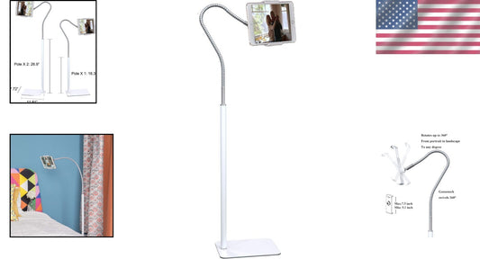 Elegant Adjustable Tablet Floor Stand with Flexible Gooseneck for 3.5"-10.6"