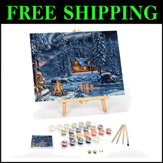 Beginner to Advanced Paint by Numbers Kit - 16" x 20" Framed Canvas & Easel