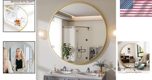 Elegant 48-Inch Round Mirror with Secure Installation for Entryway & Bathroom