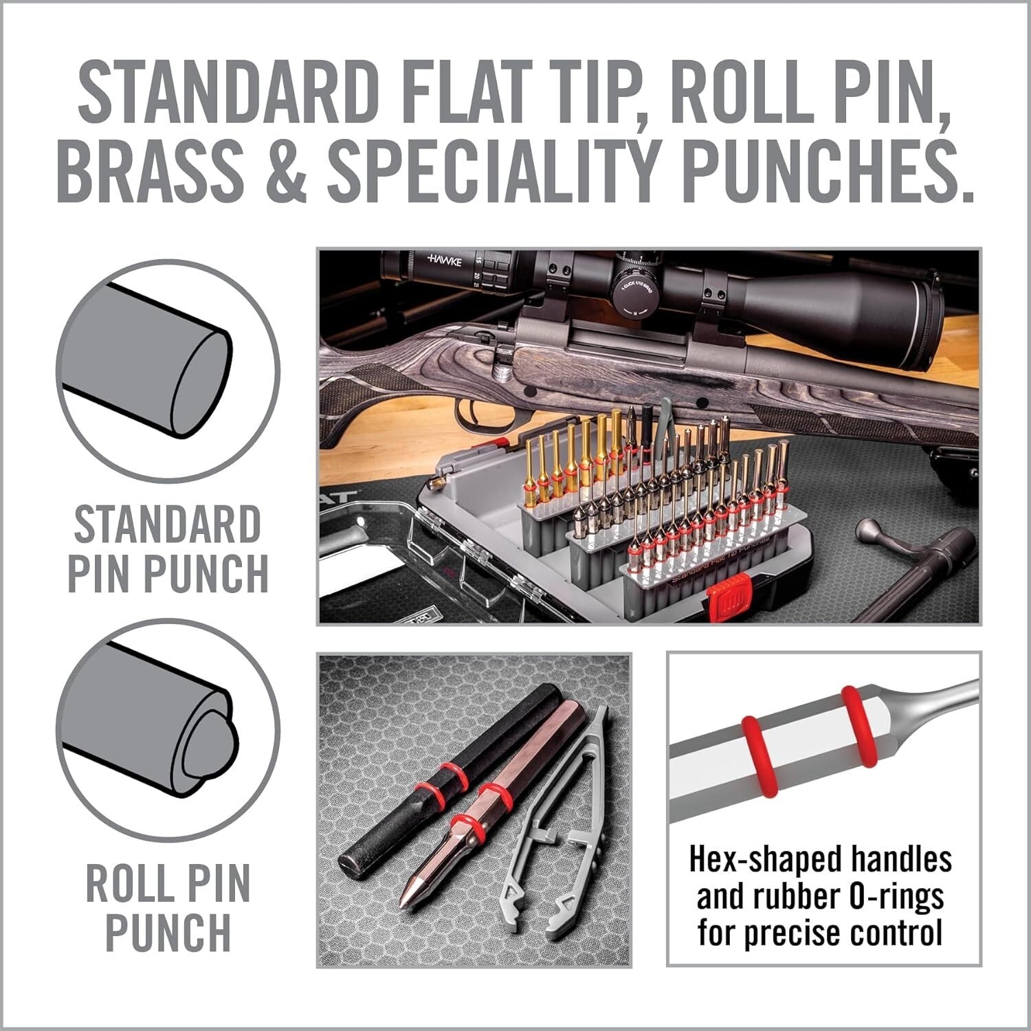 37-Piece Gunsmith Punch Set: Complete Tool Kit with Flat Tip and Brass Punches