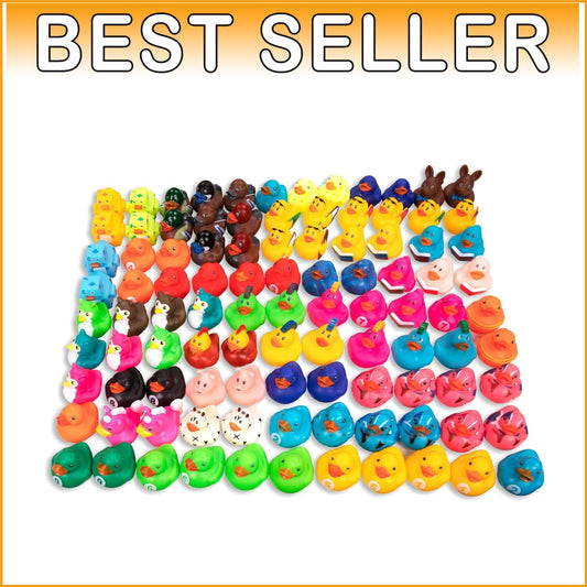 Assorted Rubber Ducks (100 PK) - Perfect for Educational Play, Parties & Bathing