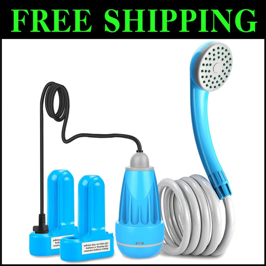 Versatile Indoor & Outdoor Portable Shower with USB Recharge - 90-120 Mins Use