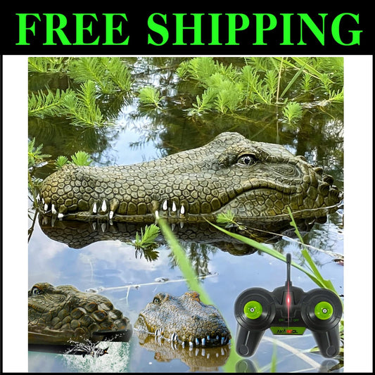 Large RC Alligator Head Boat - Rechargeable Prank Toy for Lakes & Pools