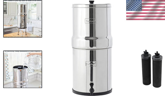Big Gravity-Fed Stainless Steel Water Filter - 2.25 Gallon with BB9-2 Elements