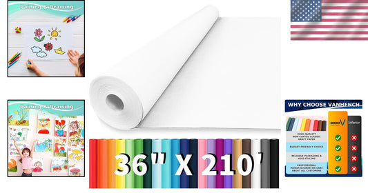 36" x 2520" Jumbo White Kraft Paper Roll - Eco-Friendly and Durable Art Supplies