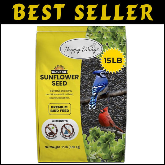 High-Protein 15 lbs Black Oil Sunflower Seeds - Year-Round Bird Care