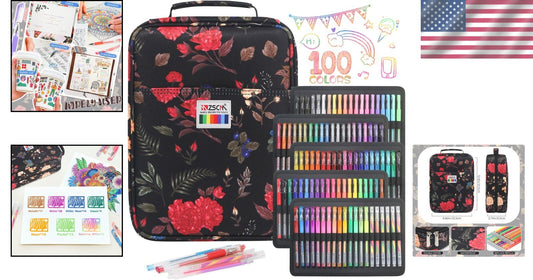 Deluxe 100-Piece Gel Pen Set with Glitter, Metallic & Pastels - Perfect Gift