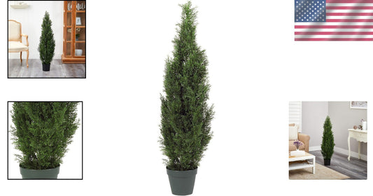 4FT Realistic Faux Cedar Tree - Elegant Greenery for Indoor & Outdoor Use