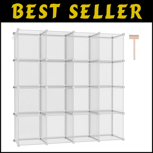 Durable 16-Cube Plastic Organizer with Elegant Finish - DIY Storage Solutions