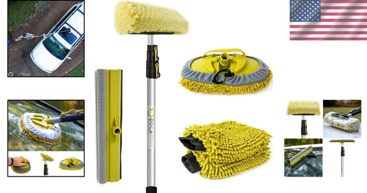 DocaPole 5-12 Ft Car Wash Kit: Ultimate Cleaning Brush & Chenille Mitts for Cars