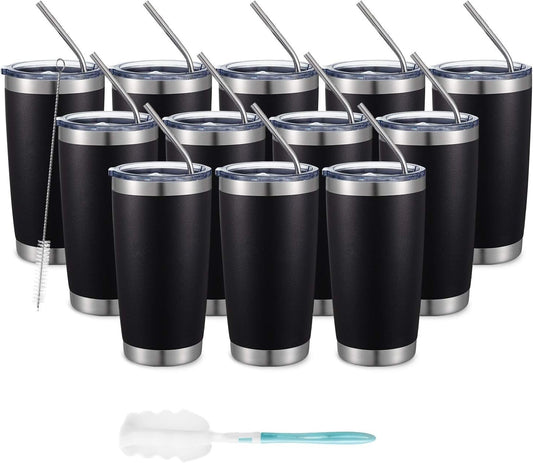 Durable 20oz Double Wall Insulated Tumblers - 12 Count for Hot & Cold Drinks