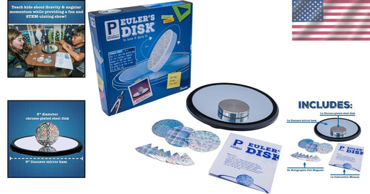 Euler’s Disk Physics Toy - 9-Inch Mirror with Customizable Effects for Desk Fun