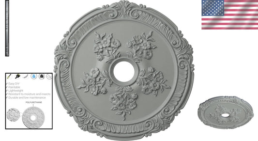 Factory Primed Rose Ceiling Medallion 26"OD - Luxurious Light Fixture Upgrade