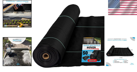 Heavy-Duty 4 oz Woven Geotextile Fabric - 50 Year Driveway Stabilization, 6x250