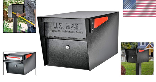 Vandal-Resistant Lockable Mailbox with Baffle Door & Concealed Clip in Black