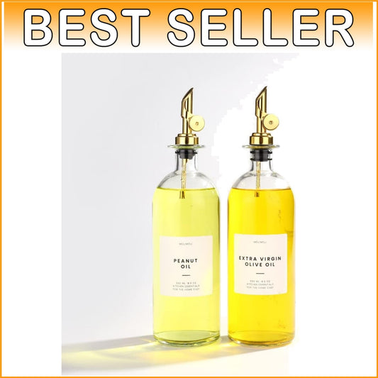 Chic 500ml Oil & Vinegar Dispenser Set with Stain-Free Labels and Pour Spout