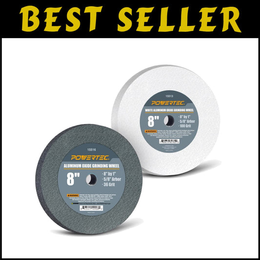 8-Inch Aluminum Oxide Grinding Wheel Set - 2PK for Tool Sharpening & Finishing
