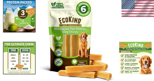 Delicious Odorless Yak Cheese Dog Chews - Perfect for Medium Breeds - 6 Count