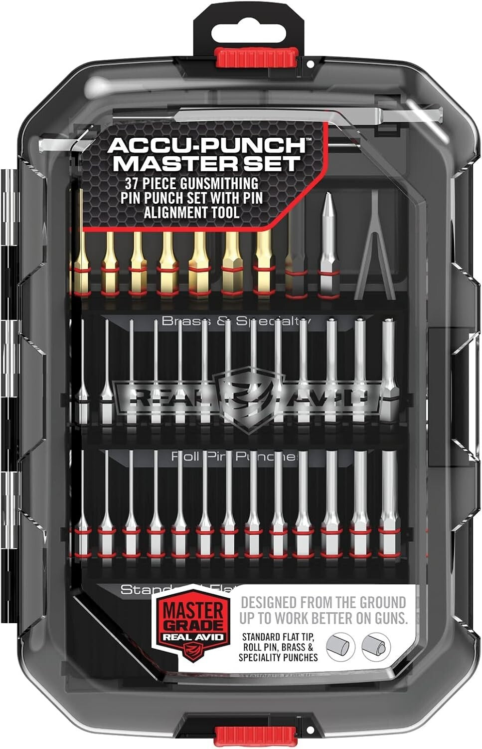 37-Piece Gunsmith Punch Set: Complete Tool Kit with Flat Tip and Brass Punches