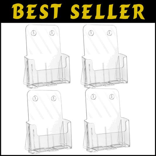 Multipurpose Clear Acrylic Flyer Holder 8.5 x 11 - Lightweight & Durable 4 Pack