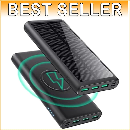 5-in-1 Wireless Portable Charger 36800mAh – Solar & Fast Charging Power Bank