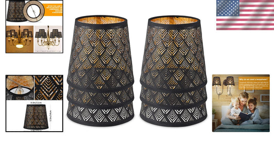 Flame Retardant Clip-On Lamp Shades Set - Laser Engraved Chandelier Design