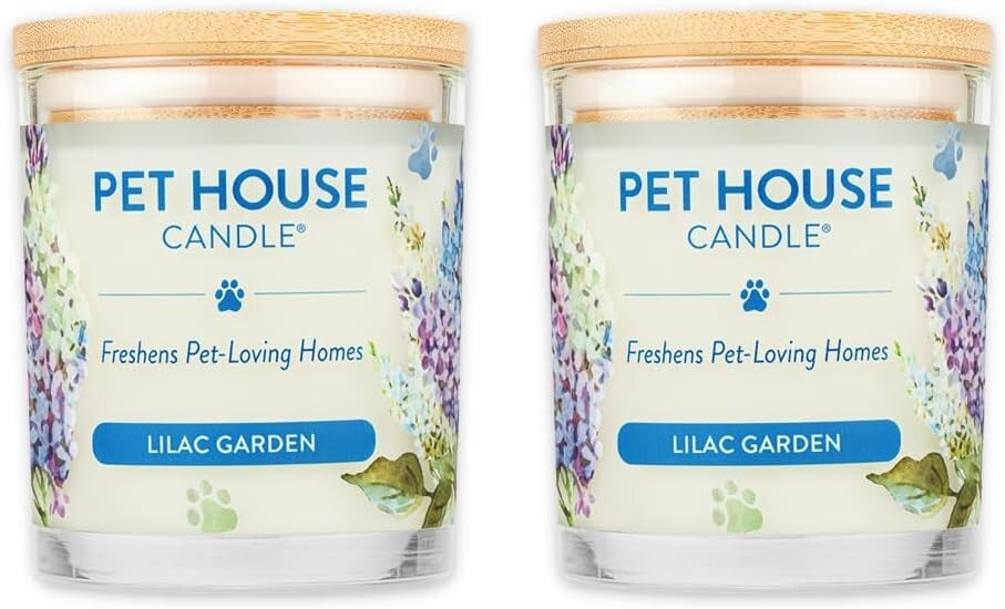 Scented Soy Candles for Pet Lovers - 2 Pack Lilac Garden Odor Eliminator