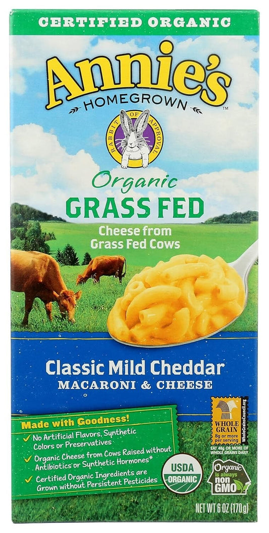 Annie's Organic 6oz Mild Cheddar Mac & Cheese - Grass-Fed Goodness - 12 Pack