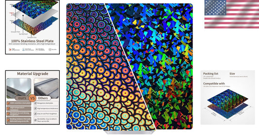 Upgraded 3D Printer 410x410mm PEI Sheet with Double-Sided Kaleidoscope Design