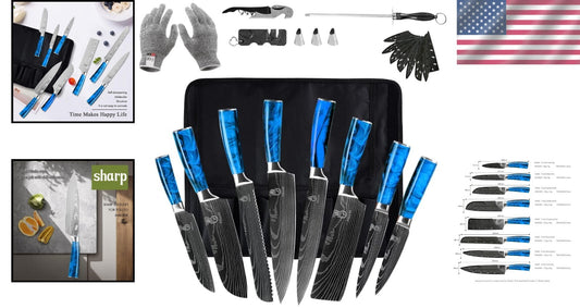 Pro-Grade 14-Piece Japanese Knife Set - Stylish & Ergonomic for Culinary Mastery