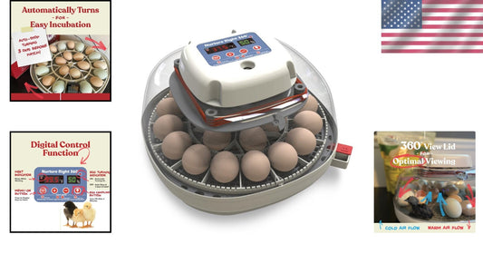 Compact Nurture Right Egg Incubator - 360 Visibility, Perfect for All Poultry