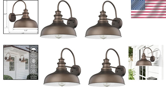 Elegant 4-Pack Industrial Farmhouse Wall Sconces - ETL Listed, Touch Control