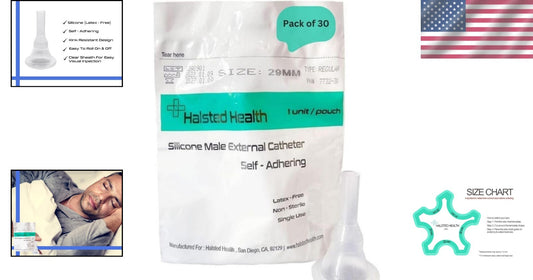 Kink-Resistant Silicone Male Catheter, Self-Adhesive for Optimal Comfort - 29mm