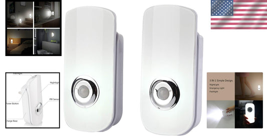 Energy Efficient 2 Pack LED Night Light with Motion Sensor - Modern Home Decor