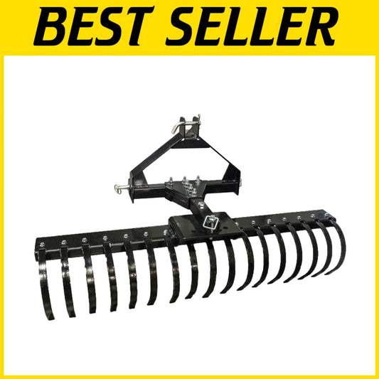 Versatile 3-Point CAT-0 Rake with Adjustable Tines for Landscaping Professionals