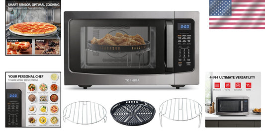 4-in-1 Air Fryer Combo Microwave Oven - Healthy Cooking in Black Stainless Steel