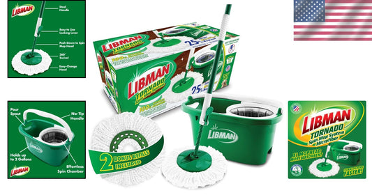 Effortless Tornado Spin Mop System with 2 Extra Mop Heads & User-Friendly Bucket